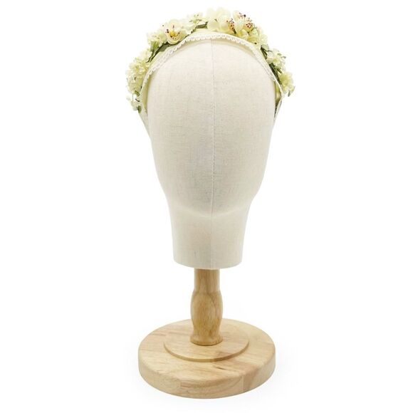 Vintage 1950s Auerbach’s Floral Headband Hat Ivory Lemon Yellow Flowers NEW NOS - Picture 8 of 13